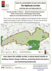 A poster marketing a presentaion about protecting the Highlands Corridor.