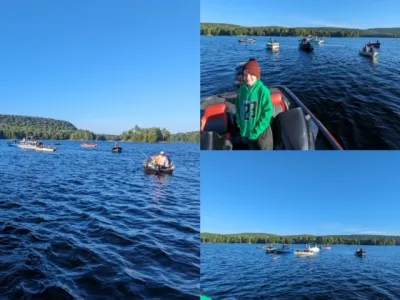 A photo collage of the Percy lake bass tournament