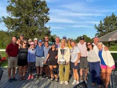 A group shot of the 2023 golf tournament attendees.