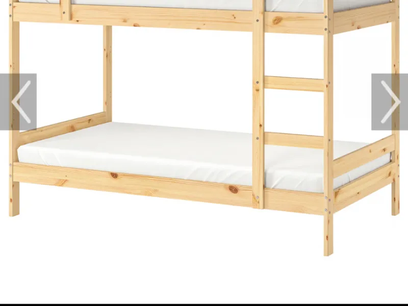 IKEA product listing: MYDAL pine bunk bed frame, twin
