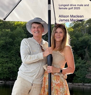 Two golfers accept their Longest Drives award.